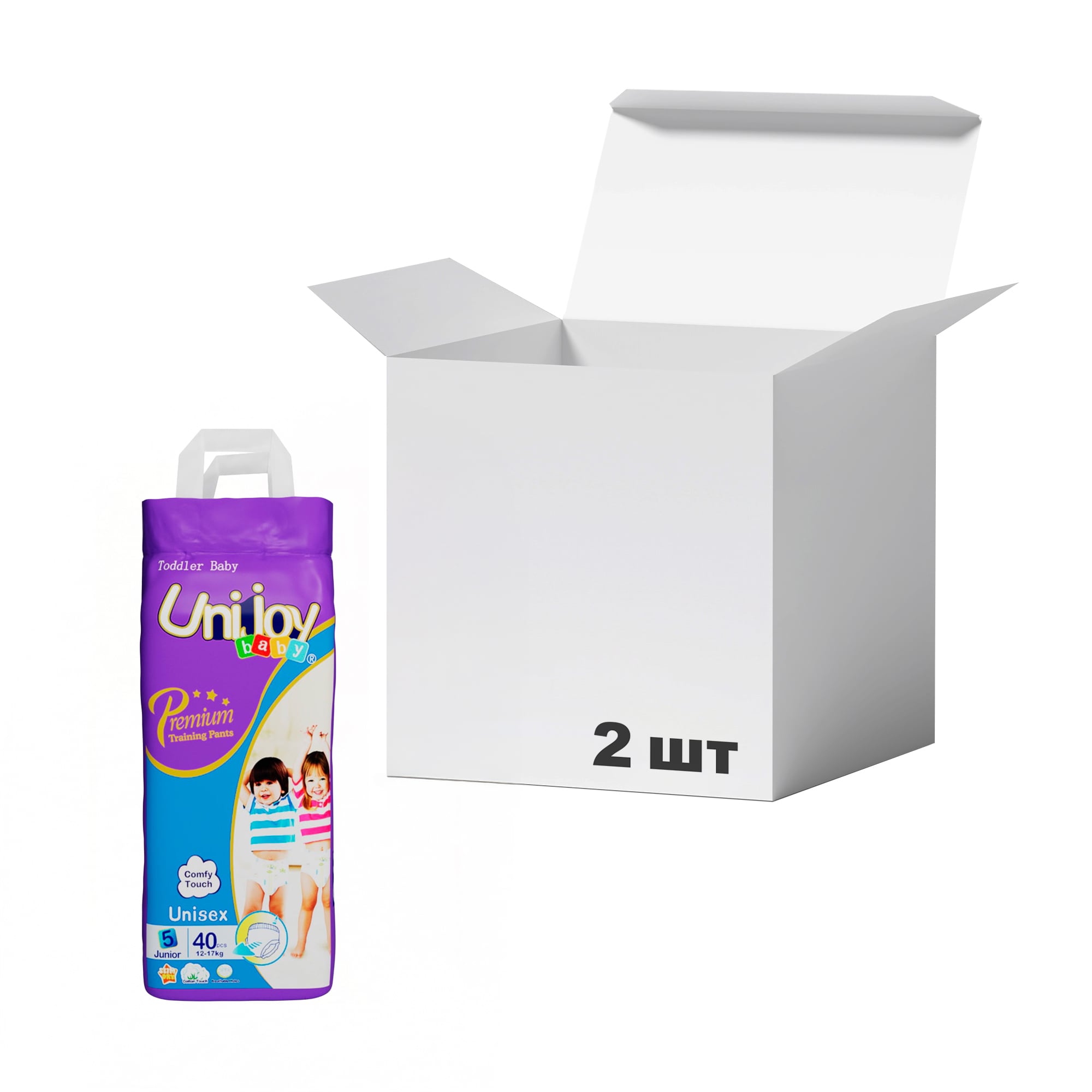 Упаковка підгузків-трусиків Unijoy Premium розмір XL (12-17 кг), 40 шт * 2 шт